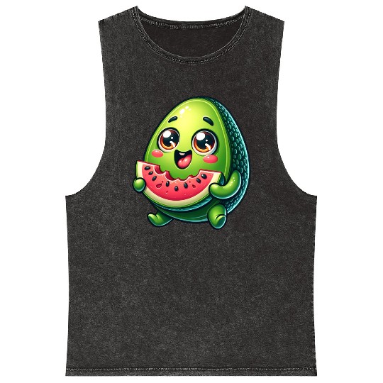 Avocado & Watermelon Sweet Comic Mineral Wash Tank Tops