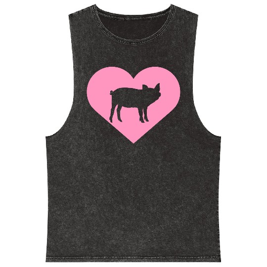 I Love Pigs pig heart piggy piglet silhouette Mineral Wash Tank Tops