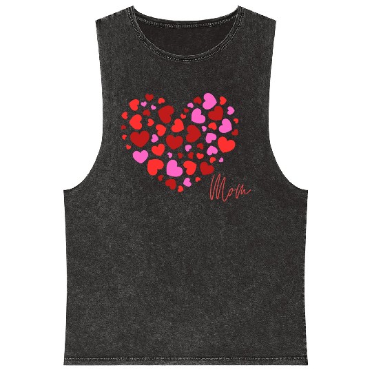 Hearts Love Mom 1 Mineral Wash Tank Tops