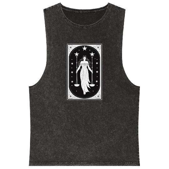 Themis Tarot Card Astrology Occult Mystical Mineral Wash Tank Tops