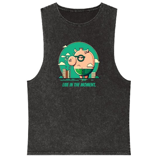 Live in the Moment Pig Mineral Wash Tank Tops