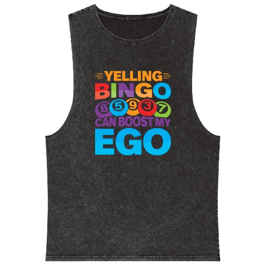 Funny Bingo Caller Mineral Wash Tank Tops