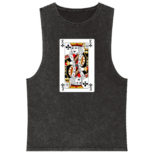 King of Clubs Playing Card Mineral Wash Tank Tops