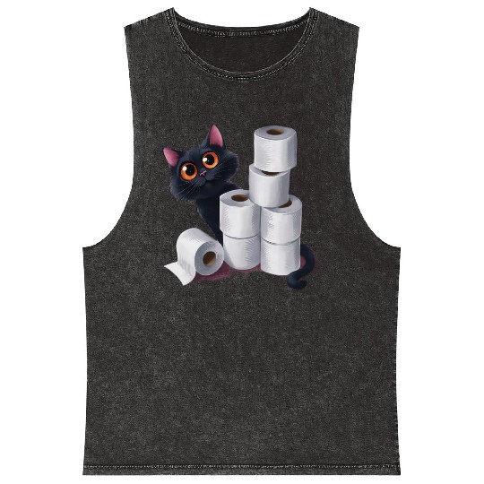 cute cat ,Embrace this lightweight and unique Mineral Wash Tank Tops