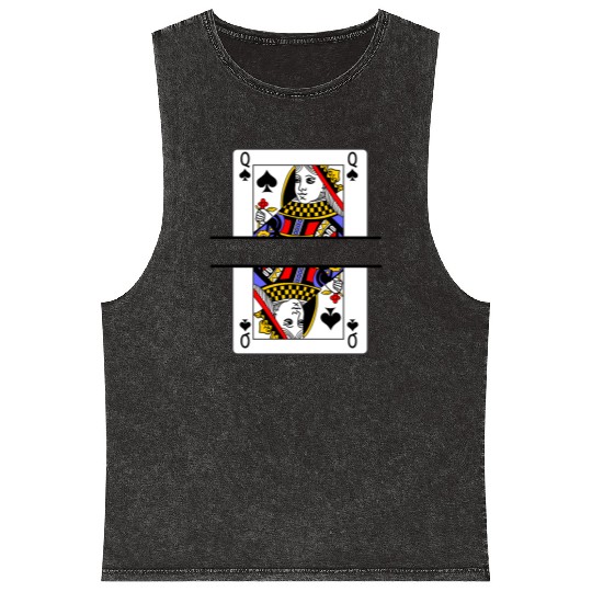 Playing card queen of spades with banner space Mineral Wash Tank Tops