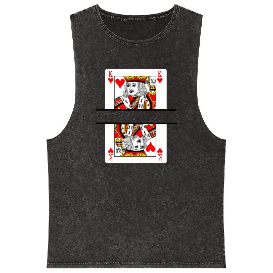 Playing card hearts king with banner space Mineral Wash Tank Tops