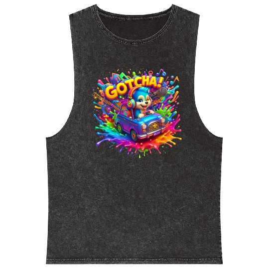 Stellar Cadence: Symphony of Neon Hues - GoTCha! Mineral Wash Tank Tops