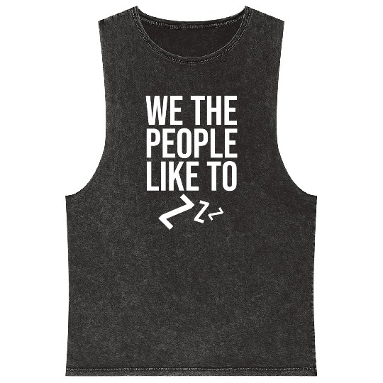 Sleepy Gnome with Night Cap Graphic Mineral Wash Tank Tops