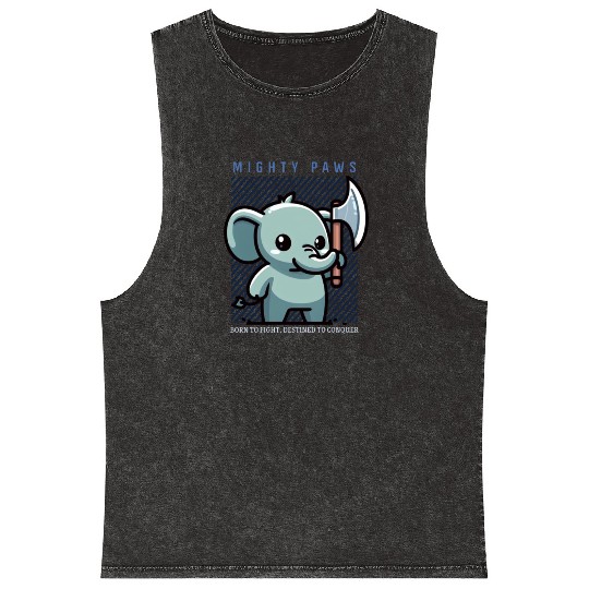 Born To Fight Elephant Mineral Wash Tank Tops