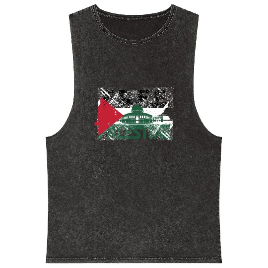 free palestine Mineral Wash Tank Tops