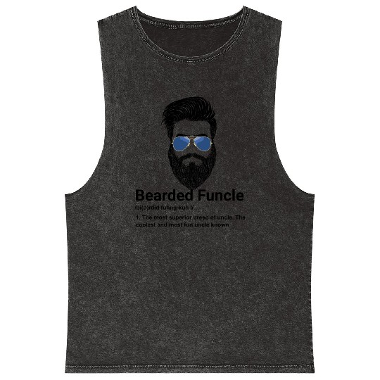 Mens Bearded Funcle Funny Uncle Definition Mineral Wash Tank Tops