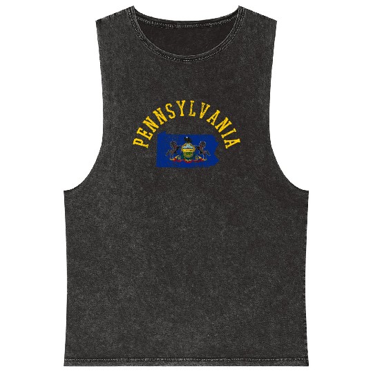 Embrace Your Roots with Pennsylvania Patriot Flag Mineral Wash Tank Tops