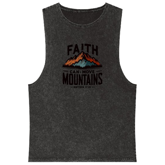 Faith Can Move Mountains Matthew 17:20 Retro Mineral Wash Tank Tops