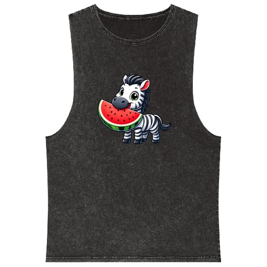 Zebra melon watermelon fruit fruity Mineral Wash Tank Tops