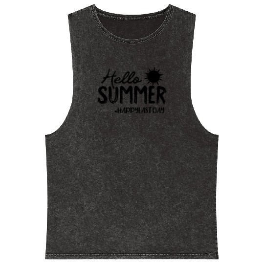 Hello Summer Happy Last Day Of School Teacher Mineral Wash Tank Tops