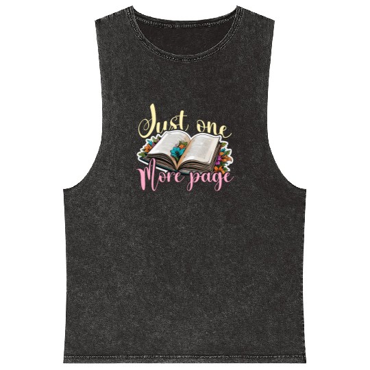 Reading Just One More Page Literature Avid Reader Mineral Wash Tank Tops