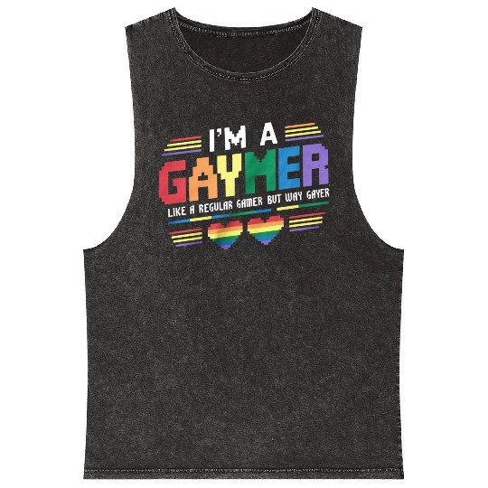 Gaymer Like A Regular Gamer But Way Gayer Gamer Mineral Wash Tank Tops