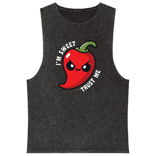 I'm Sweet Trust Me Hot Chili Pepper Funny Mineral Wash Tank Tops