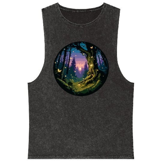 Enchanted Forest: Mystical Twilight Mineral Wash Tank Tops