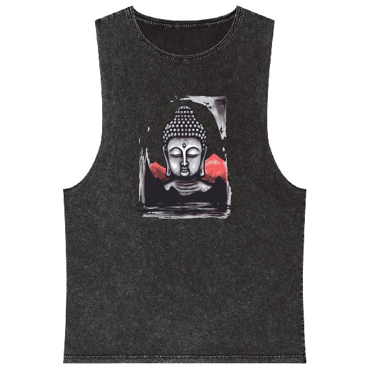 Japan Red Sun: Chilling Buddha Mineral Wash Tank Tops