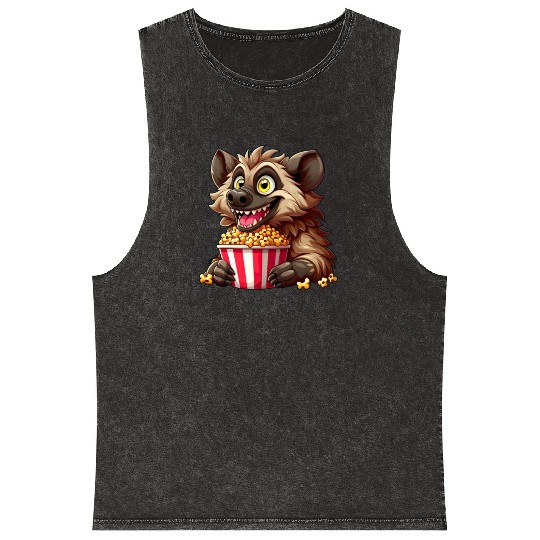 Hyena Predator Popcorn Cinema Night Mineral Wash Tank Tops