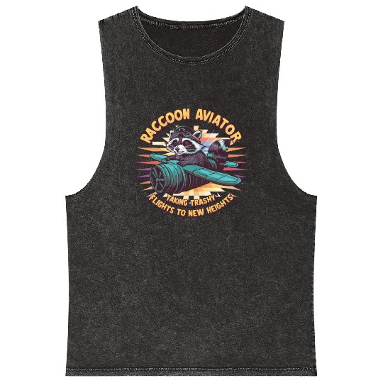 Raccoon Aviator Mineral Wash Tank Tops
