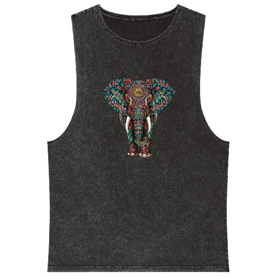 Elephant Mandala for a Art lover Elephant fan Mineral Wash Tank Tops