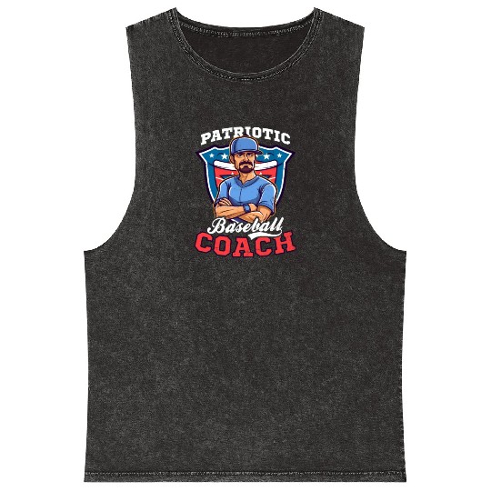 4th Of July Baseball Coach Patriotic Coach Mineral Wash Tank Tops