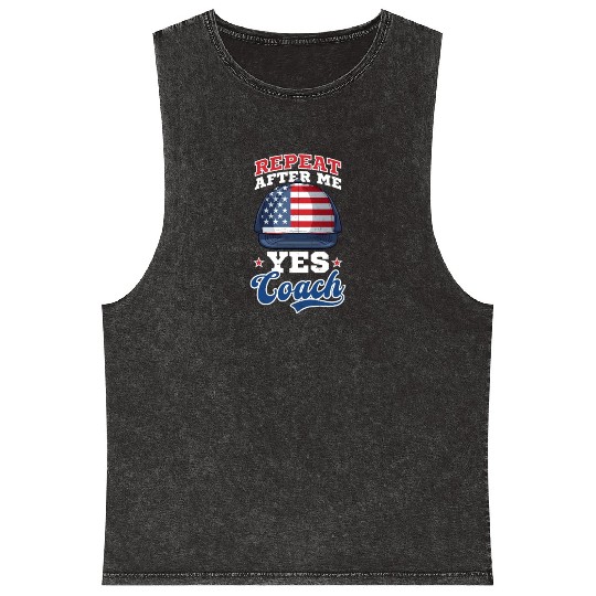 4th Of July Baseball Coach Repeat Yes Coach Mineral Wash Tank Tops