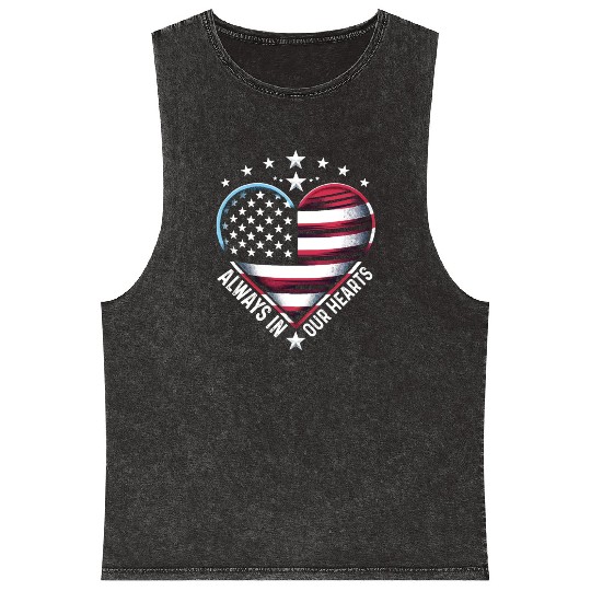 memorial day Always in Our Hearts Mineral Wash Tank Tops