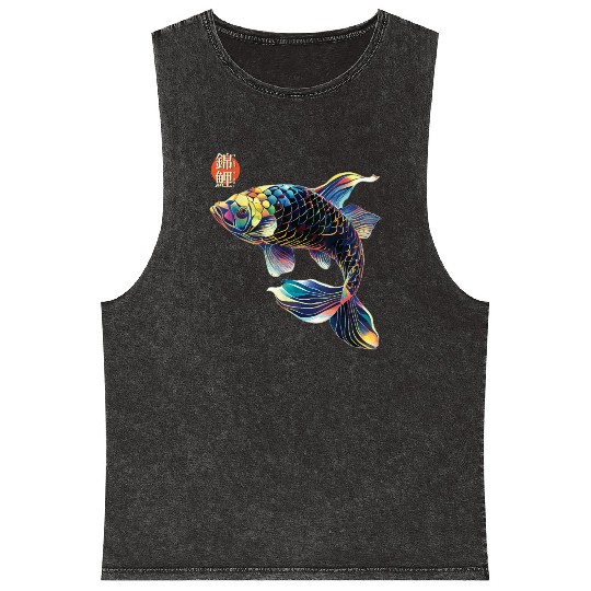 Japanese Koi Fish Koi Carp Lovers Women Men Kids T Mineral Wash Tank Tops
