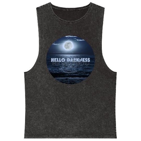 Hello Darkness My Old Friend Mineral Wash Tank Tops