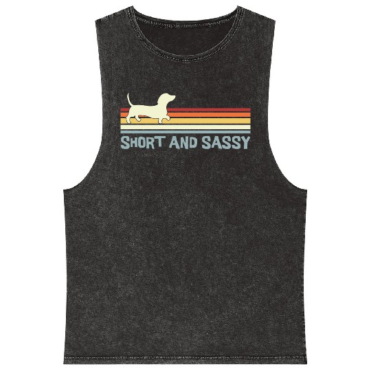 Dachshund Short and Sassy Funny Cute Weiner Dog Mineral Wash Tank Tops