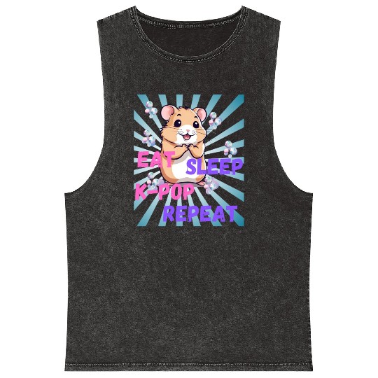 K Pop Mineral Wash Tank Tops - kawaii k-pop hamster - cute kpop