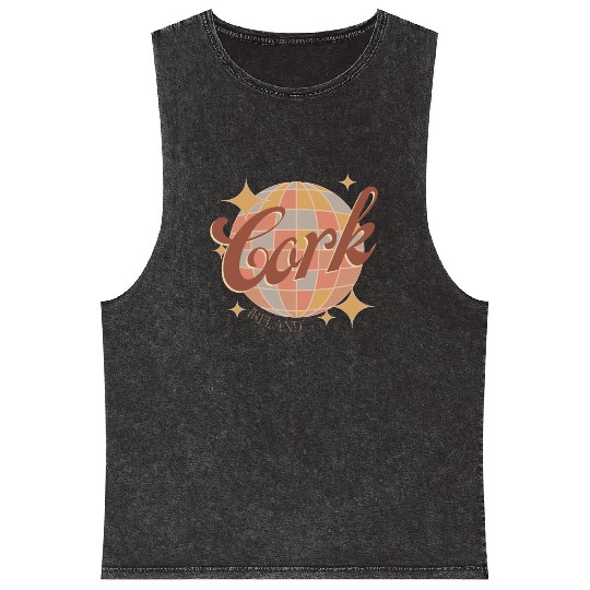 Cork City Ireland Retro Vintage Disco ball design Mineral Wash Tank Tops