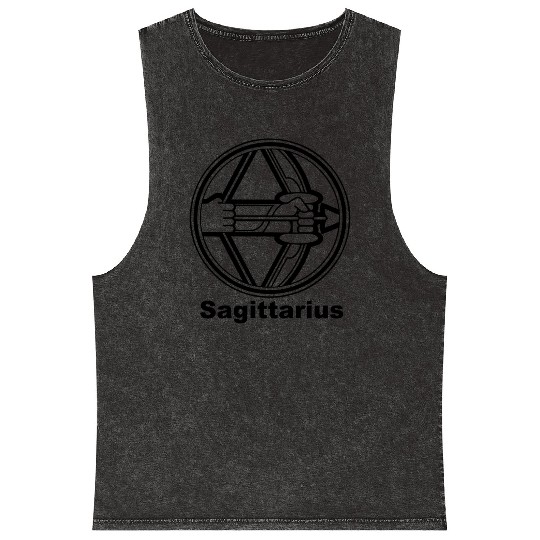 Sagittarius Zodiac Symbol Mineral Wash Tank Tops