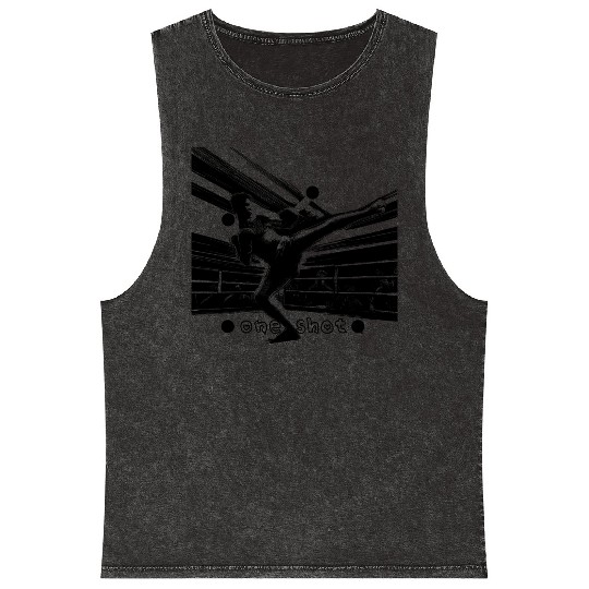 Karate stylish kick position black and white desig Mineral Wash Tank Tops