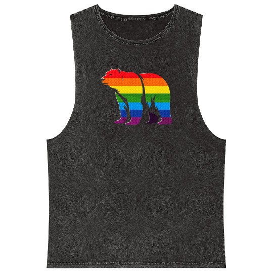 Polar Bear Rainbow LGBT Gay Pride Lesbian LGBT Mineral Wash Tank Tops