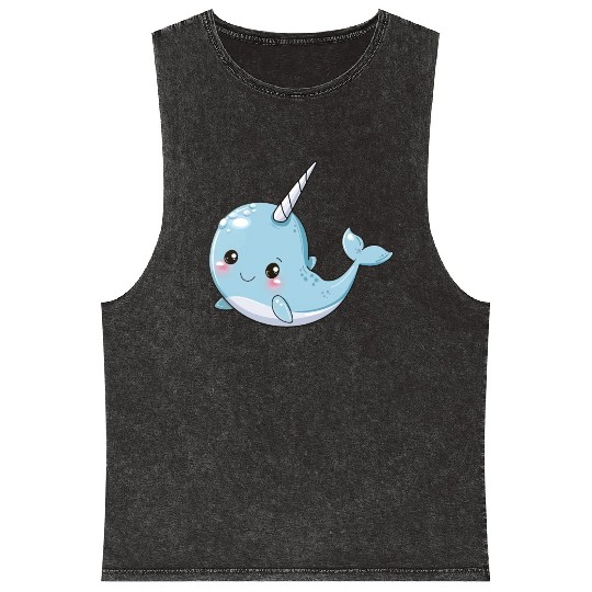 Adorable Narwhal Fantasy Encounter Mineral Wash Tank Tops