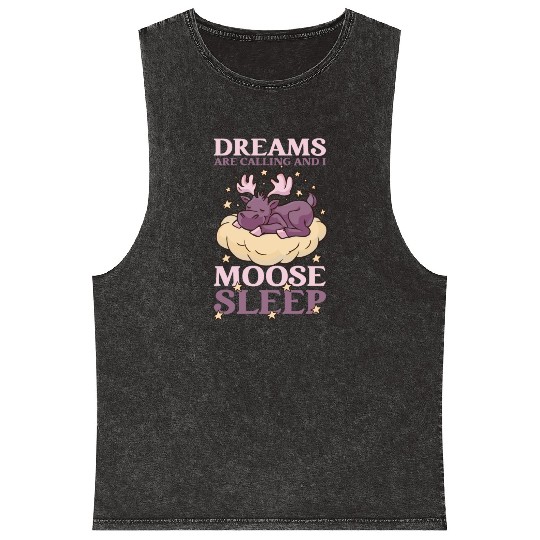 Dreams Are Calling Youth Cute Moose Mineral Wash Tank Tops
