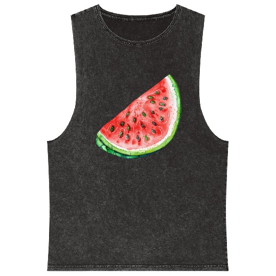Watermelon Clipart - Fresh Summer Fruit Designs, Mineral Wash Tank Tops