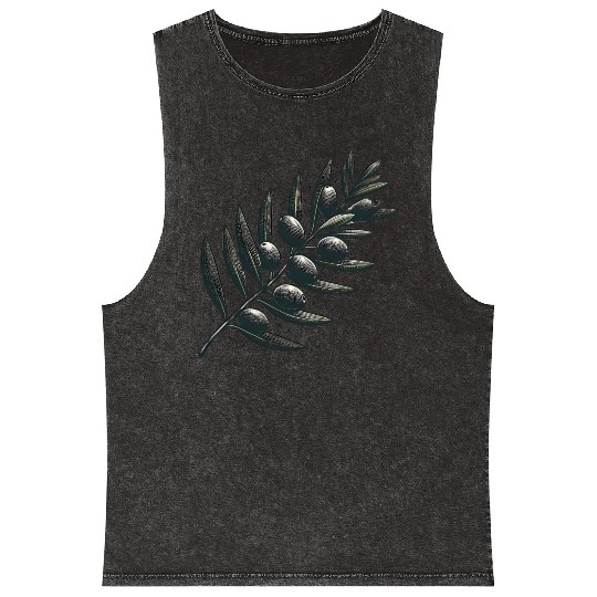 olive branch Mineral Wash Tank Tops