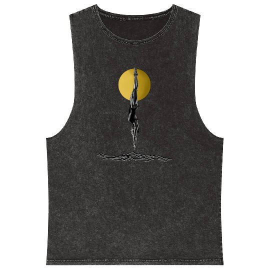 "Woman into Water" Graphic Design Mineral Wash Tank Tops