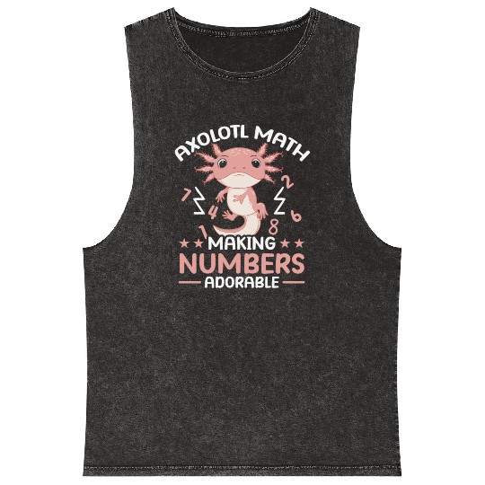 Axolotl Math Teacher Mexican Salamander Amphibian Mineral Wash Tank Tops
