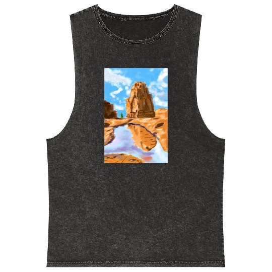 Grand Canyon Loose Oil Landscape Painting Mineral Wash Tank Tops