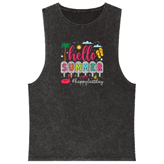Happy Last Day of School Teacher Mineral Wash Tank Tops