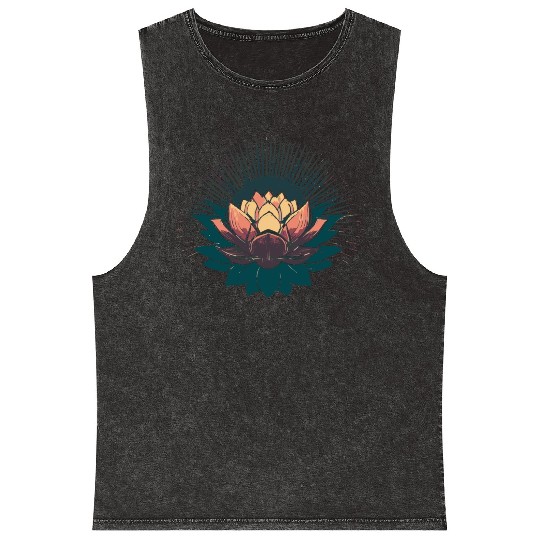 Radiant Lotus: Embrace Optimism and Happiness Mineral Wash Tank Tops