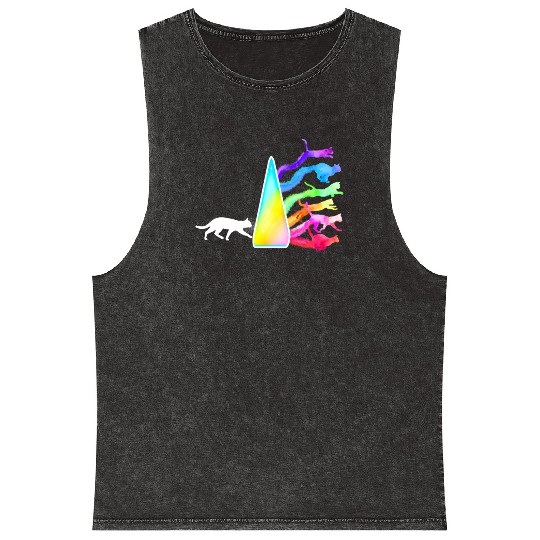 Funny Science Nerd, Geek Cat Physics Rainbow Mineral Wash Tank Tops