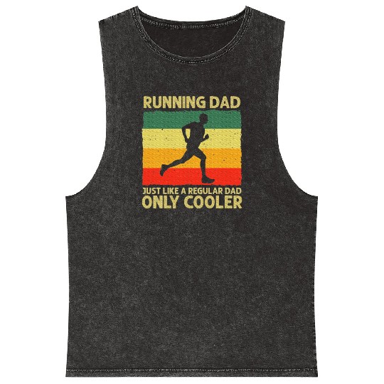 Running Dad Marathon Runner Coach Marathoner Mineral Wash Tank Tops