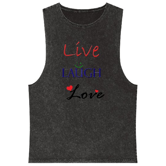 Live Laugh Love Mineral Wash Tank Tops